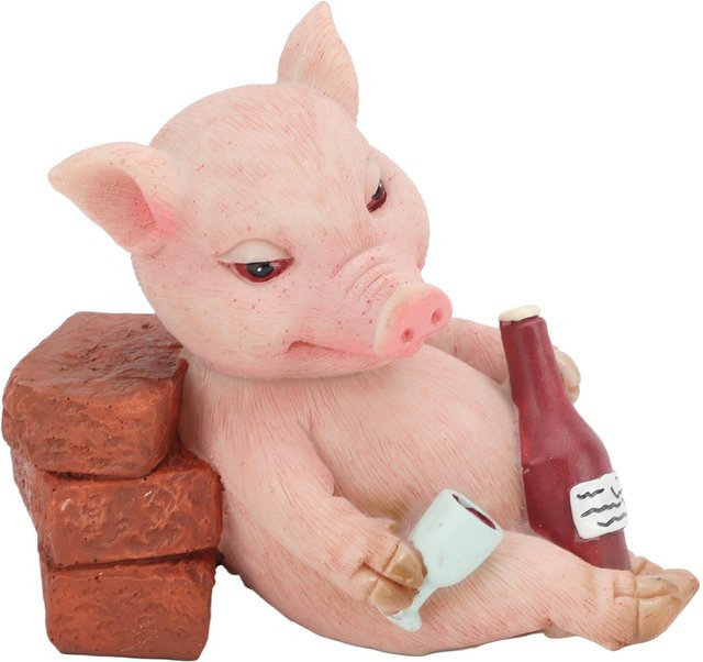 Dekorative Schweinstatue von Tooarts in Pink, handbemalte Tierfigur im Retro-Stil aus Harzmaterial - Bild 1