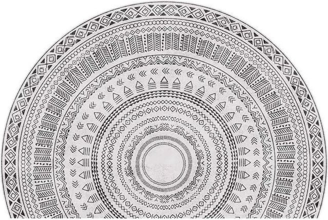 Rutschfeste Halbkreis-Fußmatte von Yiran Furniture mit floralem Design in Viskose, B/B: 90 x 60 cm - Bild 1