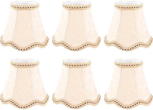 6er Set Stoff Lampenschirme in Beige für Wandlampen und Kronleuchter von TOMTOP JMS mit Clip-On Befestigung und Kegelform - Bild 1