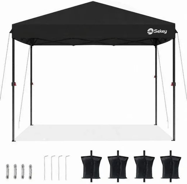 Sekey Faltpavillon Pop Up in Schwarz aus Oxford-Gewebe und Metall, B/T/H: 300 x 300 x 210 cm - Bild 1