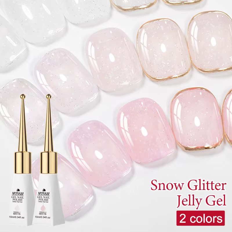 Mtssii Nagellack Gel, Schnee Glitter, Weiß Rosa, 10 ml - Bild 3