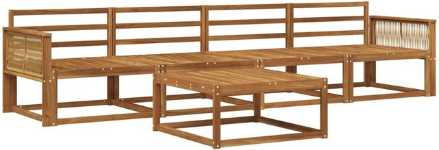 vidaXL Outdoor-Sofagarnitur aus Akazie Massivholz in Braun, 5-teiliges Set mit Tisch und Armlehnen - Bild 1