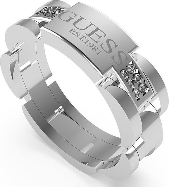 Guess Ring Edelstahl, Silber, Zirkonia, Herren - Bild 1