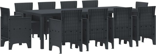 vidaXL 11-tlg Garten-Essgruppe aus Poly Rattan in Anthrazit - Bild 1
