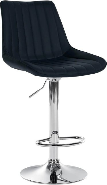 DELUKE Barhocker RIO Schwarz Kunstleder mit Lehne und Chrom-Gestell - Bild 1