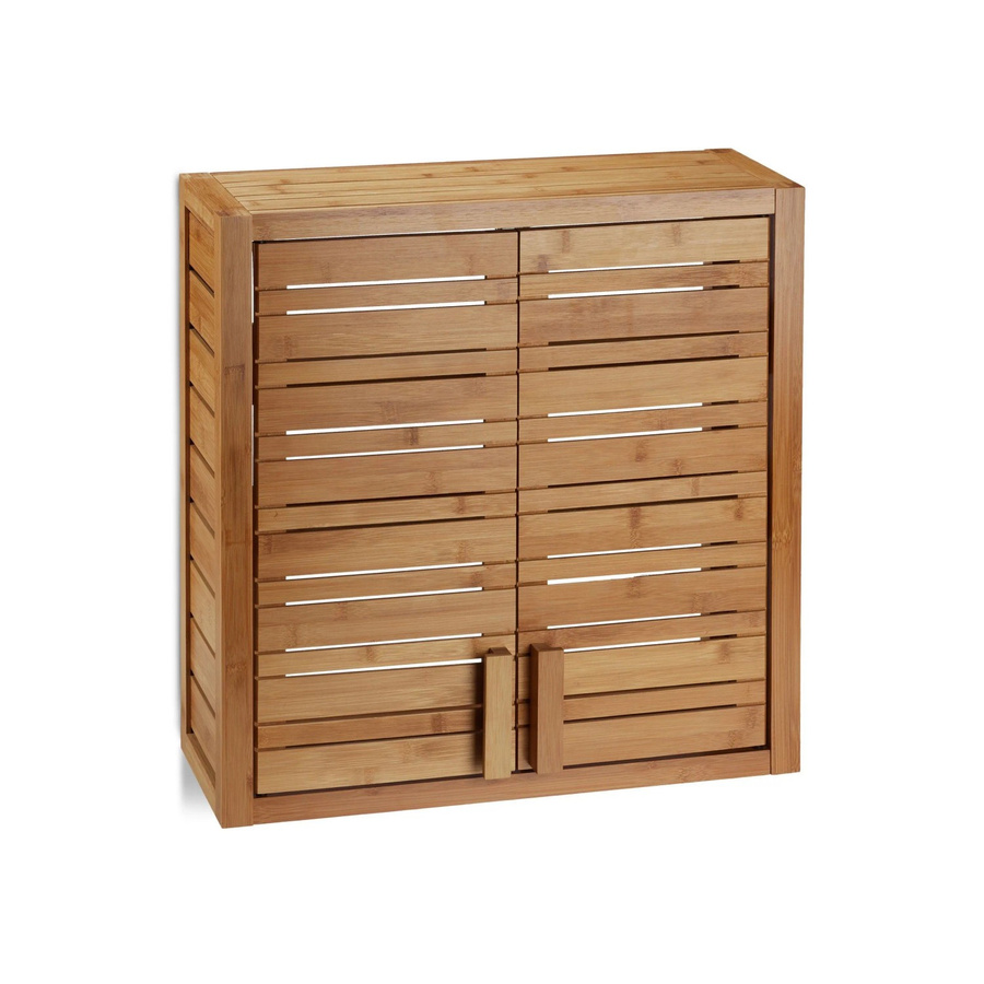 Relaxdays Wandschrank aus Bambus mit Magnetverschluss und Regalböden, Braun, B/H/T: 56,5 x 56 x 21 cm - Bild 2