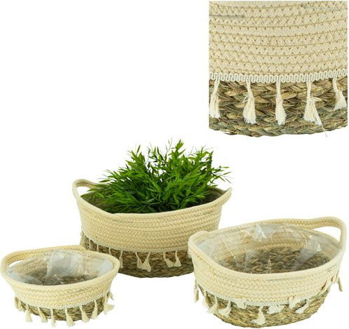 NOOR living Pflanzkorb aus Baumwolle in Creme/Natur/Beige - Bild 1