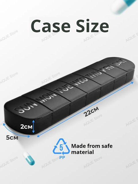 AiQUE Pillendose, 7-Gitter, Unisex, grün, schwarz - Bild 1