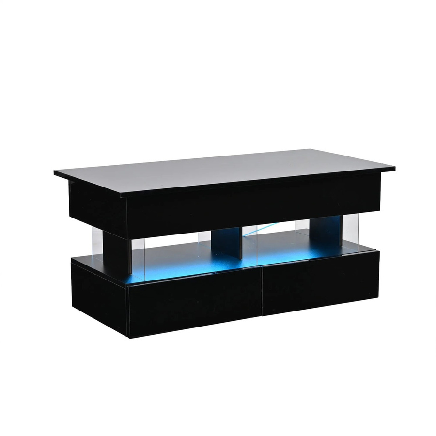 Merax Couchtisch mit Lift-Top und LED-Beleuchtung in Schwarz, B/T/H: 100 x 50 x 46 cm - Bild 2