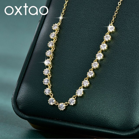 OXTAO Halskette, Moissanit, 14 Karat Gold gefüllt, Damen
