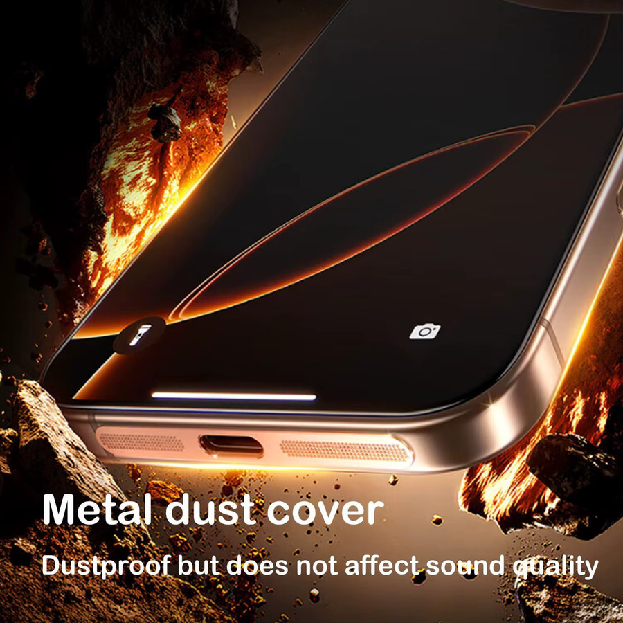 10er Set Metall Lautsprecher Mesh Abdeckung Staubschutz und Reinigungskit für iPhone 17, 17 Pro, 17 Air und 17 Pro Max in Orange inklusive Reinigungsbürste und Pinzette - Bild 1