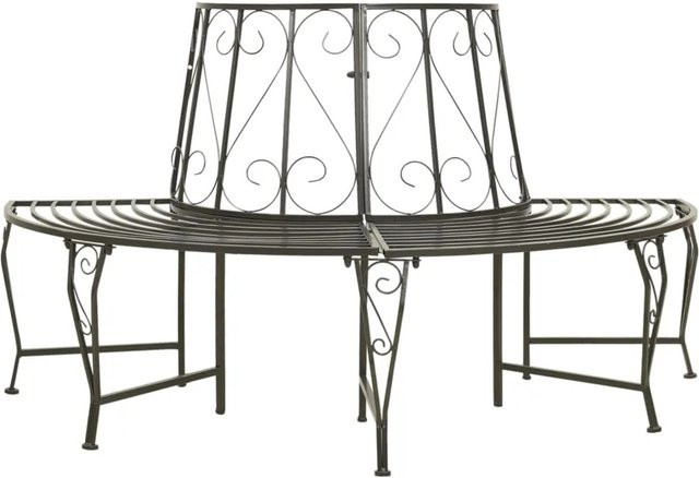 furnicato Baumbank Halbrund aus Stahl in Grau/Silver - Bild 1