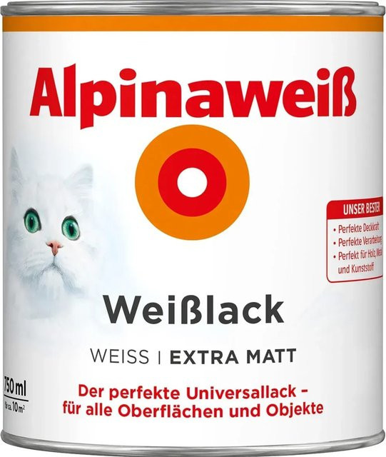 Alpina Holzschutzlack Weiß extra matt wasserbasiert 0,75 l - Bild 1