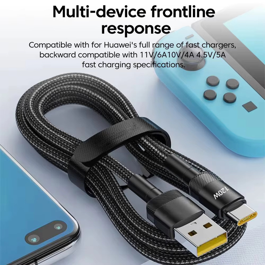 NNBILI USB-C Ladekabel 120W Typ-C zu USB-C Datenkabel für schnelles Laden in Schwarz - Bild 3