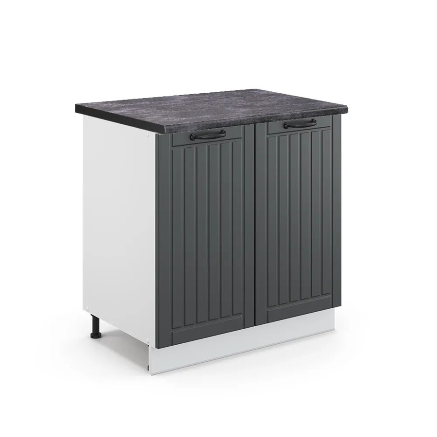 Vicco Spülenunterschrank Fame-Line in Anthrazit und Weiß im Landhausstil mit Regal, B/T/H: 80 x 60 x 82 cm - Bild 2
