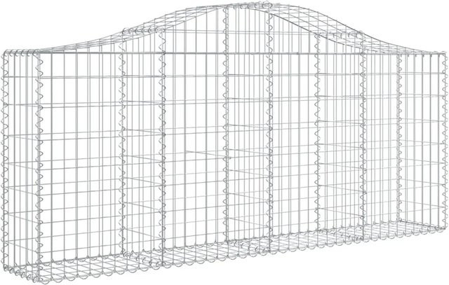 vidaXL Gabionen mit Hochbogen Set aus verzinktem Eisen in Silber, 9 Stück, B/T/H: 200 x 30 x 80/100 cm - Bild 1