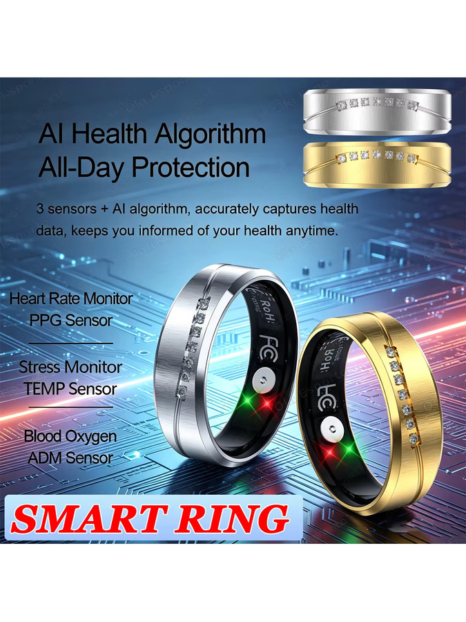 Ola Esporte Smart Ring Gold – Wasserdichter Bluetooth-Ring mit Gesundheitsmonitor und Bewegungsaufzeichnung für Damen und Herren - Bild 7