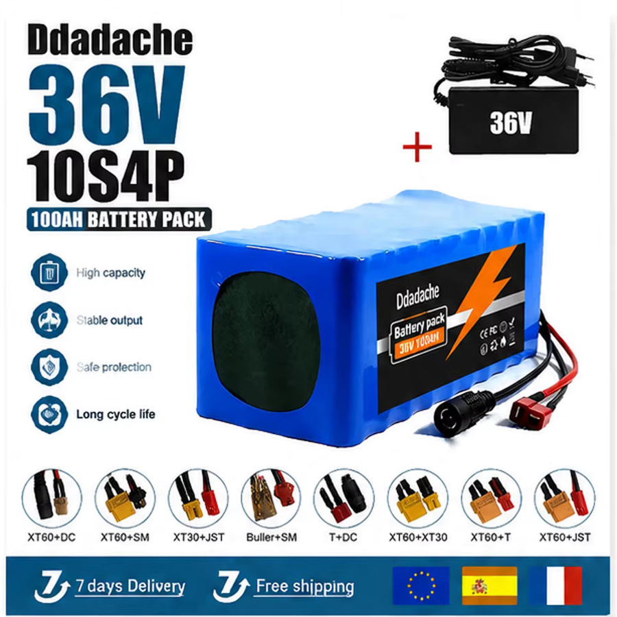 Wiederaufladbarer 36V 100Ah 1000W Lithium-Ionen-Akku 10S4P mit BMS in Blau für Elektro-Mountainbike, Fahrrad und Roller - Bild 2