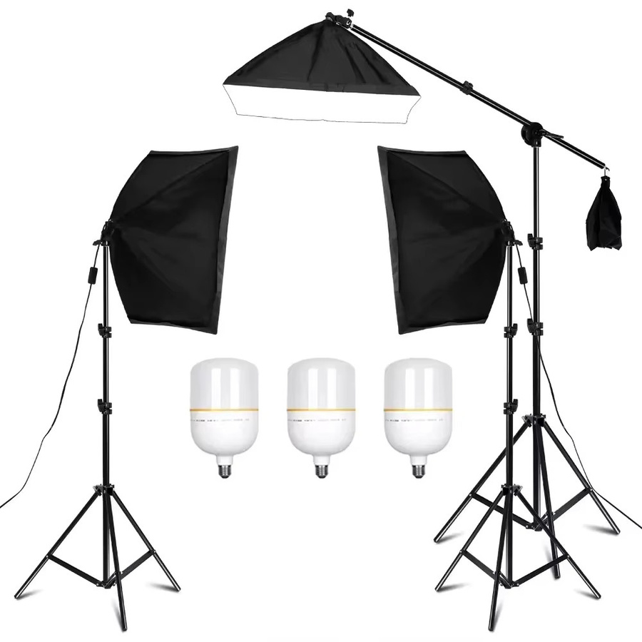 SH Professionelles Softbox-Lichtset für Fotostudios mit E27 Glühbirnen, Schwarz, B: 50 cm x H: 70 cm - Bild 2