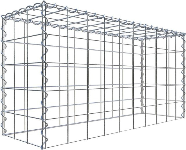 Gabiona Anbaukorb Typ 3 aus Stahl in Silbergrau, B/H/T: 50 x 100 x 30 cm, Maschenweite 10 x 10 cm - Bild 1