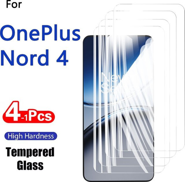 Displayschutzfolie aus gehärtetem Glas für OnePlus Nord 4, transparent, 9H Härtegrad, kratzfest und fingerprintfreundlich, 1–4 Stück - Bild 1