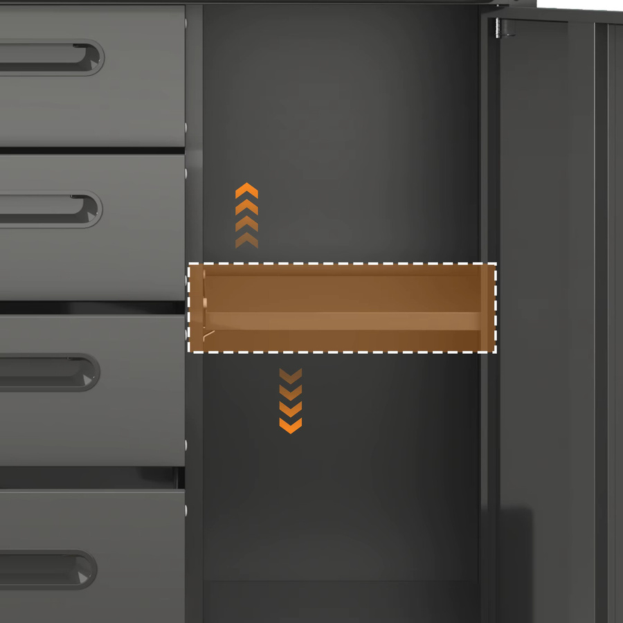 Robuster Werkzeugschrank aus Metall mit Rollen in Schwarz/Grau, B/T/H: 75 x 42 x 88 cm - Bild 4