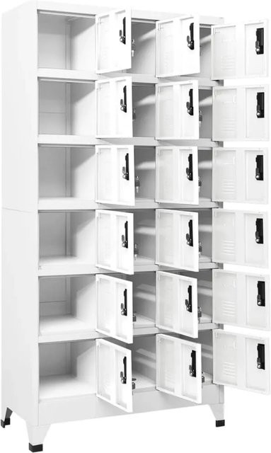 vidaXL Schließfachschrank aus Stahl in Weiß mit Schloss für Büro und Schule B/T/H: 90 x 40 x 180 cm - Bild 1