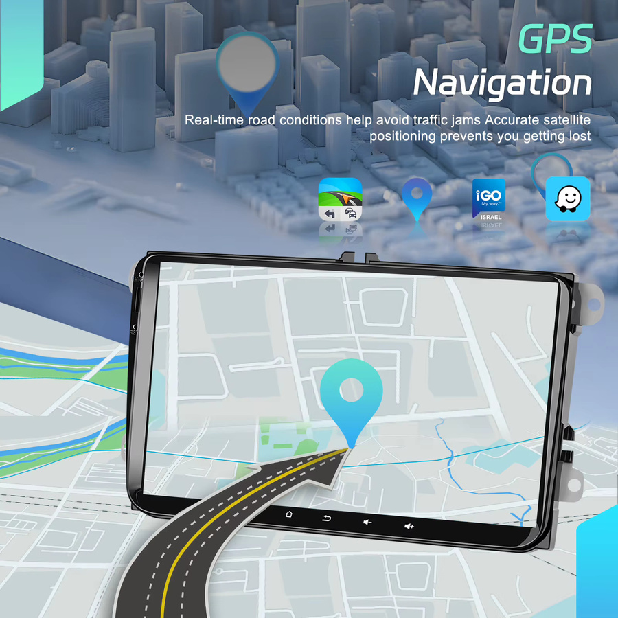 Podofo Android Auto und Wireless CarPlay Autoradio mit GPS Navigation, AI Sprachsteuerung und Multimedia Player in Schwarz - Bild 3