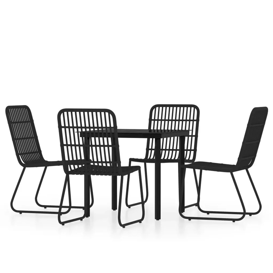 vidaXL 5-teilige Garten-Essgruppe aus PE-Rattan und Glas in Schwarz - Bild 2