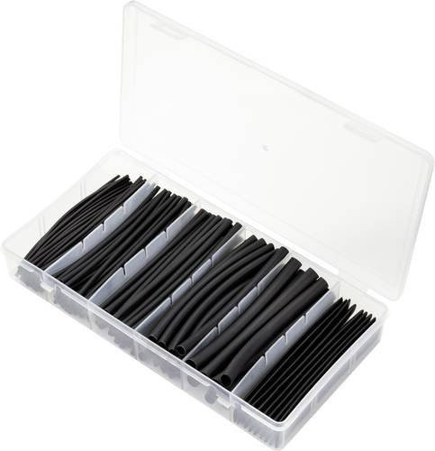 TRU COMPONENTS TC-9206232 Schrumpfschlauchsortiment Schwarz mit 170 Teilen und 2:1 Schrumpfrate - Bild 1