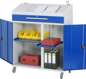 Rau Beistellschrank Stehpult 02T mit Türen und Schubladen, mobil, B/T/H: 110,0 x 52,0 x 111,0/122,0 cm