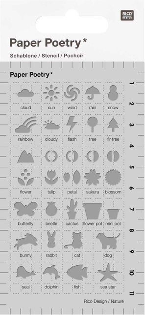 Rico Design Paper Poetry Bullet Diary Schablone transparent B: 7 cm, H: 12 cm - Bild 1