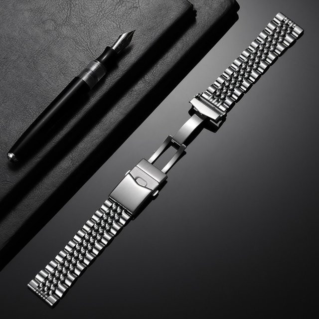 Uhrenarmband Edelstahl, Faltschließe, Silber, Unisex - Bild 1