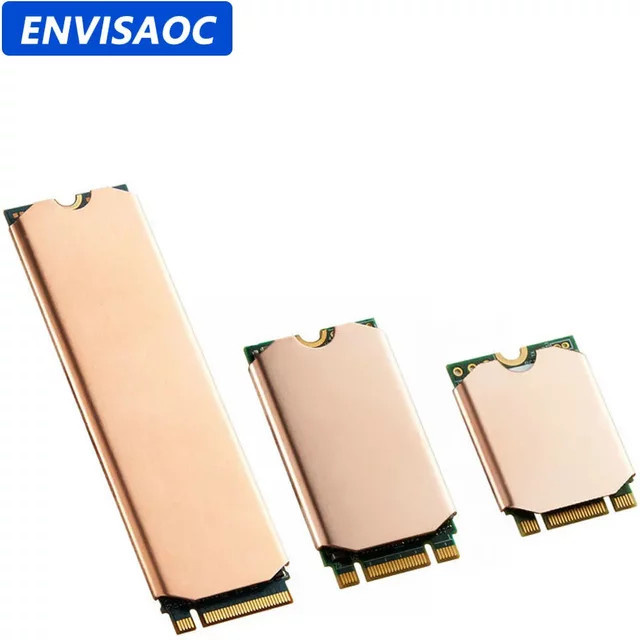 ENVISAOC Kupfer SSD Kühlkörper für M.2 NVMe 2280 2242 2230, Passivkühler mit Silikon für PS5, Laptop und PC, Gold/Kupfer - Bild 1