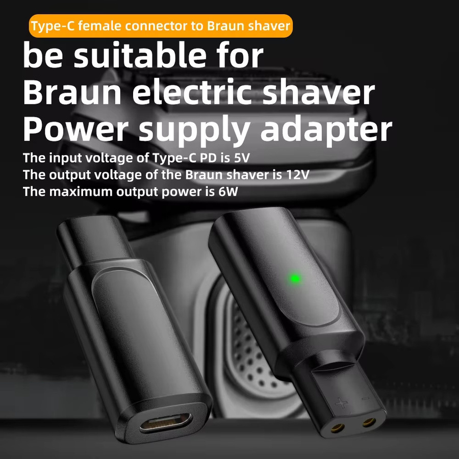 Braun 12V Typ-C Ladegerät Adapter für Braun Serie 3 5 7 9 6 und XT5 Elektrorasierer in Schwarz - Bild 2