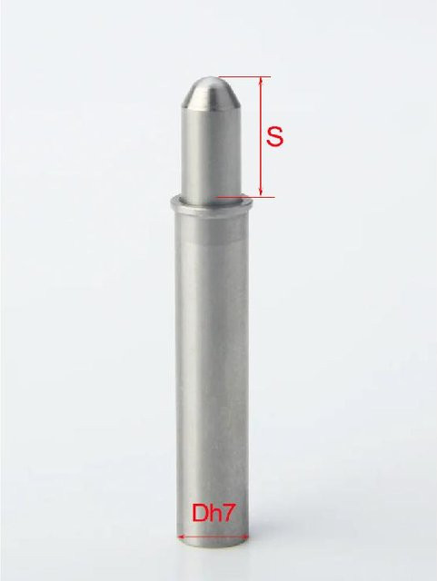 Federbelasteter Federstößel aus Edelstahl von KST Hardware Factory, Farbe Silber, Durchmesser: 4 mm, Typ: Flach/Kegel R/Kugelkopf, Modell: KST511-TL-4-9 - Bild 1