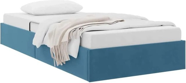 vidaXL Aufbewahrungsbett mit Kopfteil aus Samt in Dunkelblau, B/T/H: 90 x 200 x 140 cm - Bild 1