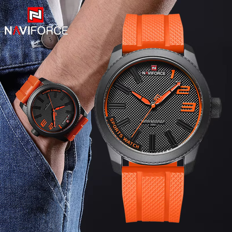 NAVIFORCE Armbanduhr, Quarz, Kautschuk, Schwarz, Herren - Bild 1