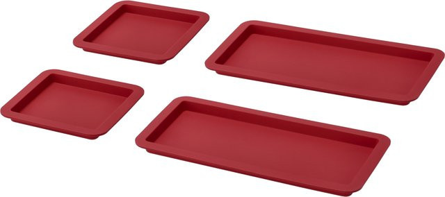 SILVERCREST Backmatten-Set aus Silikon mit 4 Riegelformen in Rot, antihaftbeschichtet und spülmaschinenfest - Bild 1