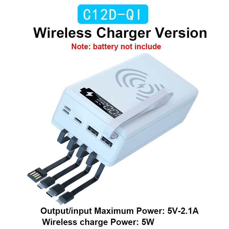 YTYIN DIY Powerbank-Gehäuse für 12x 18650 Batterien mit Typ-C und Micro-USB Schnellladefunktion - Bild 2