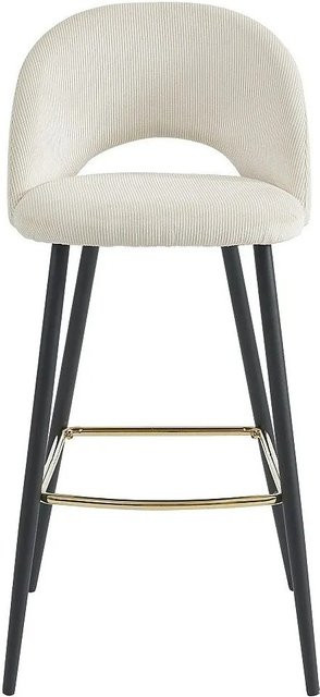 Vente-unique Barhocker Finchy Modern in Creme mit Cord-Bezug und Metallgestell, Höhe: 48 cm - Bild 1