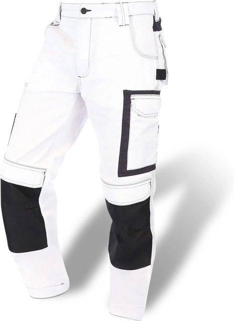 Eliworx Workwear Bundhose mit Stifttasche in Weiß mit Reflexstreifen aus Poly-Cotton, Größe 56 - Bild 1