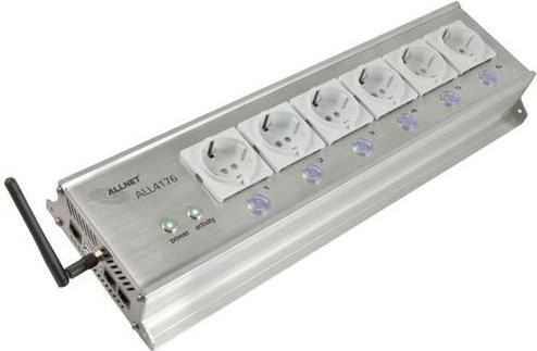 Allnet WiFi-Steckdosenleiste 221638 mit 6 Fächern in Silber und Kaltgerätestecker - Bild 1