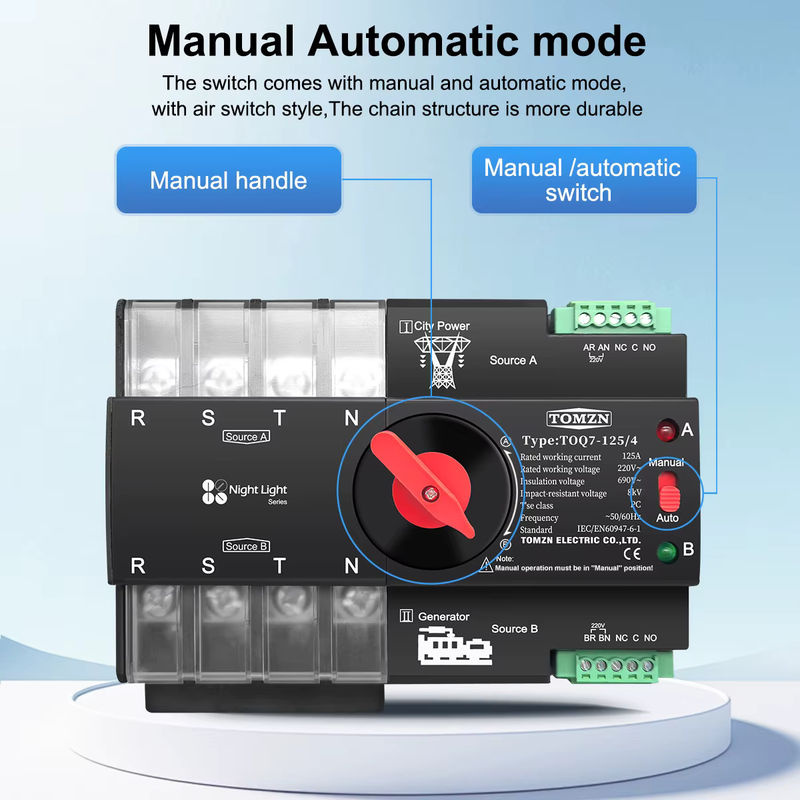 TOMZN ATS Dual Power Automatischer Transferschalter für Din-Schiene 2P 3P 4P 230V bis 125A - Bild 3