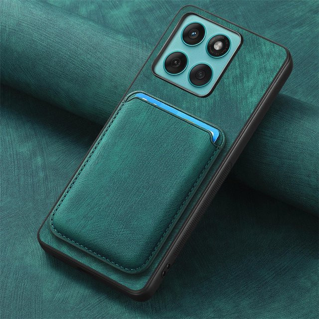 MagSafe Lederhülle für Motorola Edge 50 Pro Ultra mit magnetischem Kartenfach in Grün - Bild 1