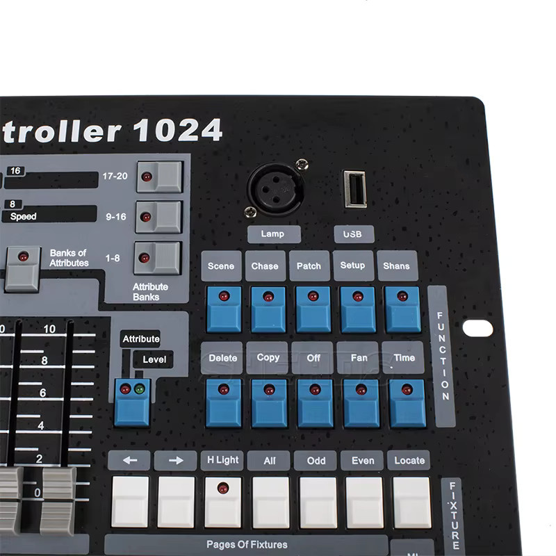 SHEHDS DMX-Konsole mit 1024 Kanälen und Flightcase in Schwarz für professionelle Bühnenlichtsteuerung - Bild 5