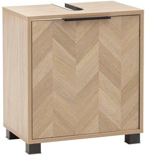 Schildmeyer Waschbeckenunterschrank Piazza in Eiche Nachbildung mit Fischgräten-Design, Braun, B/H/T: 50,3 x 56 x 33 cm - Bild 1