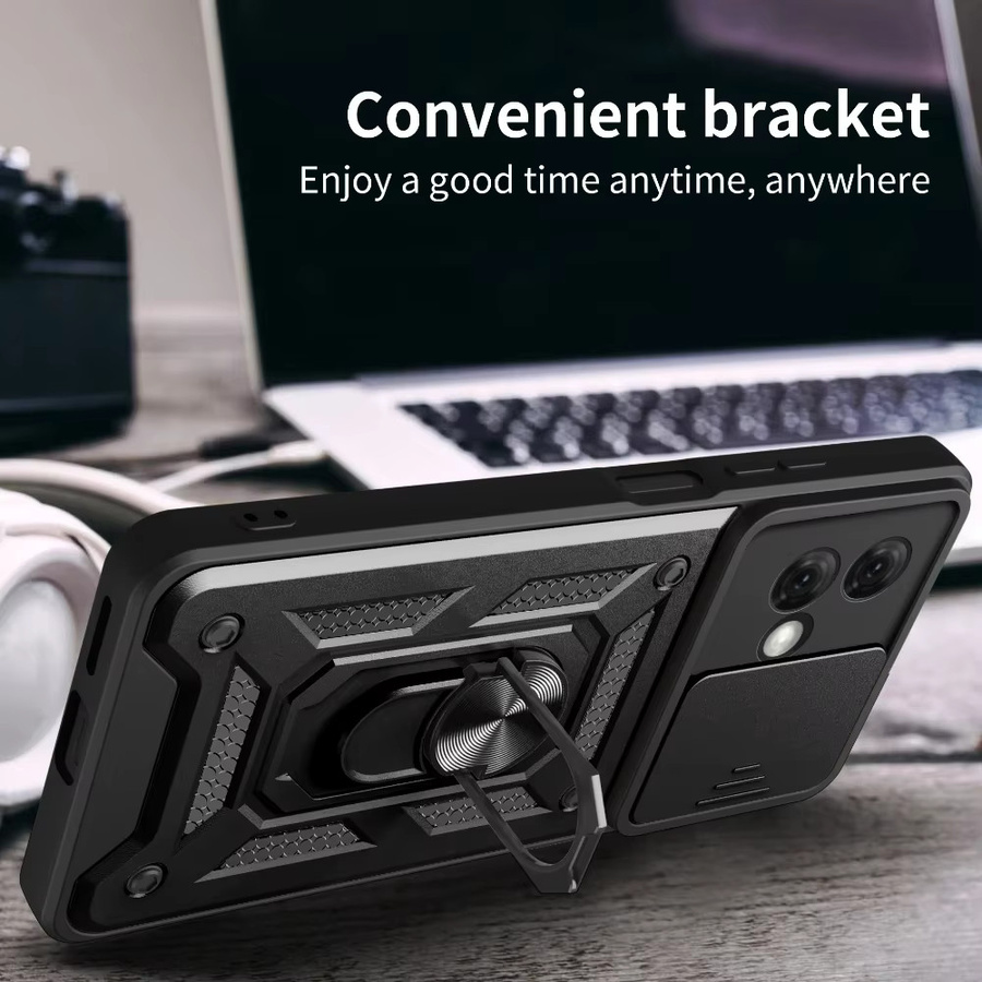 Magnetische Slide Lens Handyhülle mit Ringhalter für Motorola Moto G85 84 73 72 71 62 60S 32 30 24 22 20 14 10 04 Power 4G in Schwarz oder Gold - Bild 3