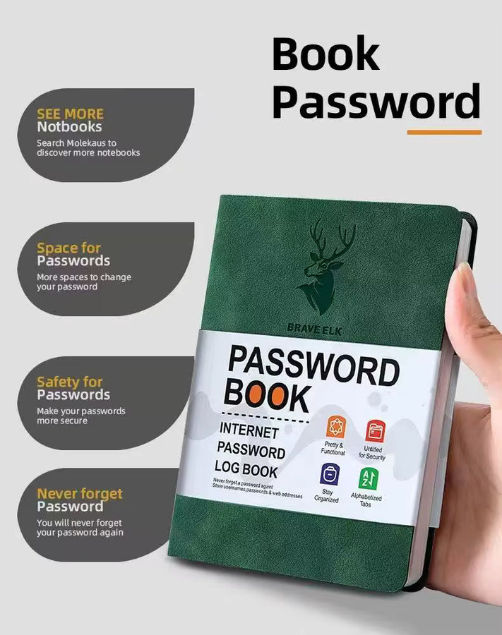 Passwort-Organizer Art Farmer in B6 mit gebundenen Alphabet-Tabs, Hardcover, Grün, liniertes Format - Bild 4