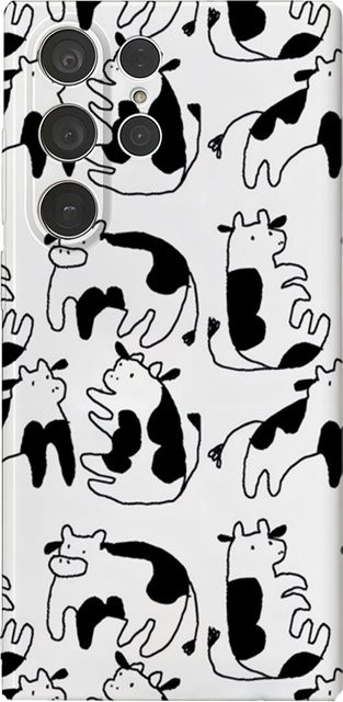 Süße Kuh Handyhülle für Samsung Galaxy S25 S24 S23 Ultra Plus A35 A105 in Weiß mit glänzendem HD Hard Cover Design - Bild 1
